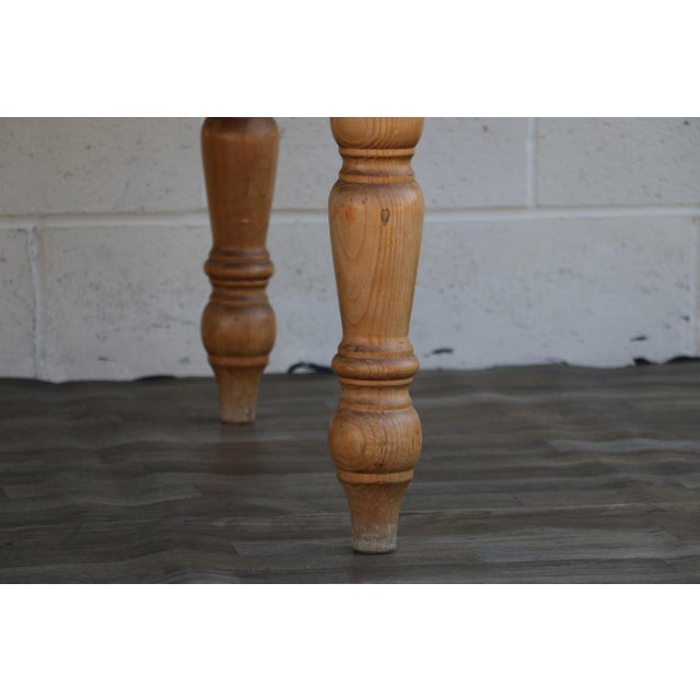 Vintage 1990s Solid Pine Farmhouse Dining Table With Plank Top & Turned Legs For Sale - Image 4 of 18
