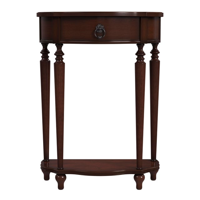 Traditional Ashby Demilune Console Table with Storage, Cherry Brown For Sale - Image 3 of 4