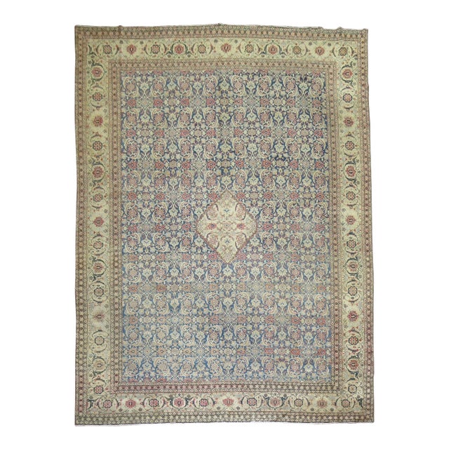 Large Traditional Blue Field Antique Persian Tabriz For Sale