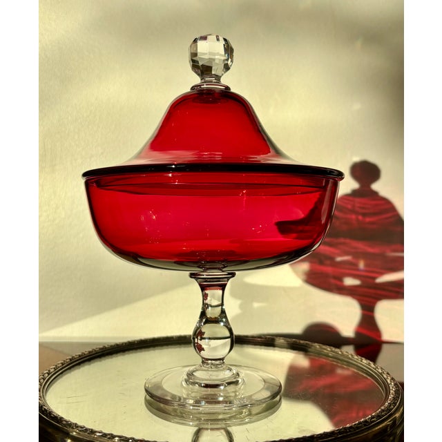Ruby and Clear Crystal Drageoir from Baccarat, Late 19th Century For Sale - Image 14 of 15