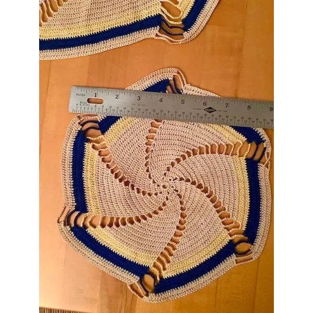 Set of 5 vintage antique fine hand-crocheted round doilies made from either natural colored cotton or linen thread. (not...