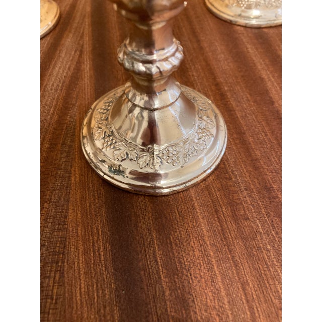 1940s 1940s Silverplate Wine Goblets With Grapes- Set of 5 For Sale - Image 5 of 8