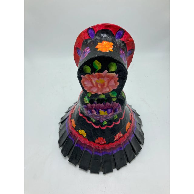 1990s Signed Mexican Folk Art Paper Mache Woman For Sale - Image 5 of 8