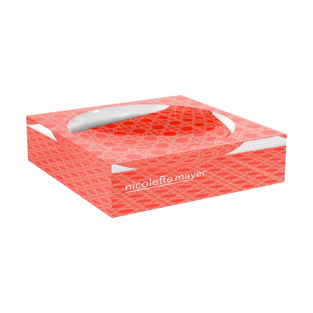 Sublime Trellis Salmon Acrylic Candy Catchall Dish, Small For Sale - Image 9 of 9