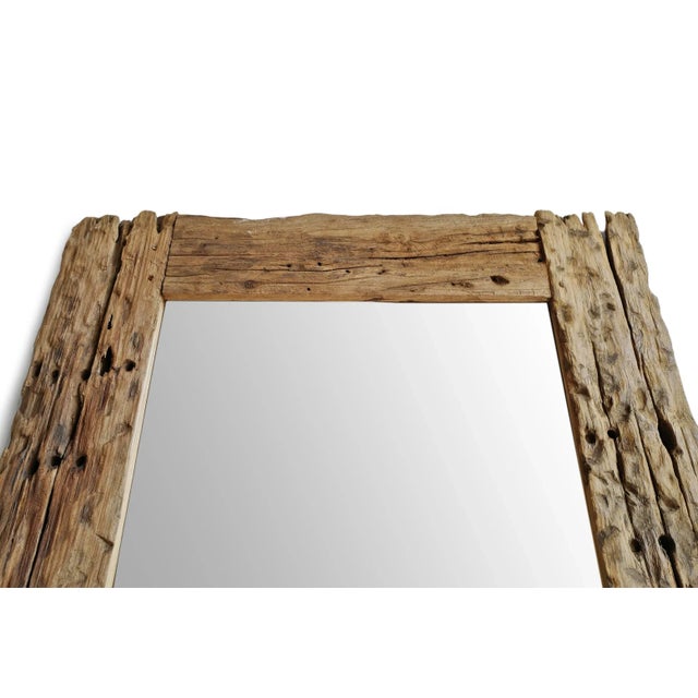 Rustic Vintage Railroad Wood Mirror For Sale - Image 4 of 6