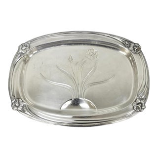 Vintage 1847 Rogers Bros Daffodil 9910 Silver Plated Meat Serving Platter Tray For Sale