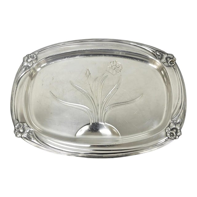 Vintage 1847 Rogers Bros Daffodil 9910 Silver Plated Meat Serving Platter Tray For Sale