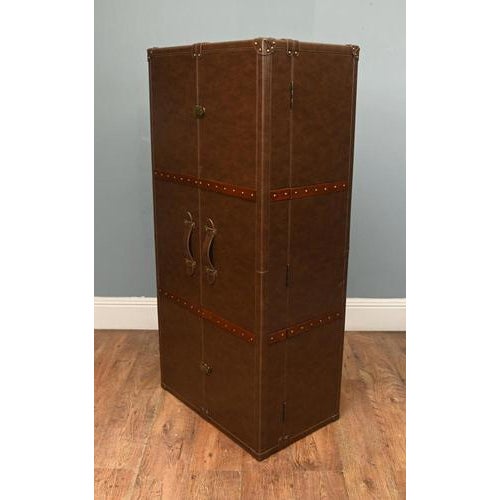 Campaign Leather Drinks Cabinet with Mirror For Sale - Image 10 of 13