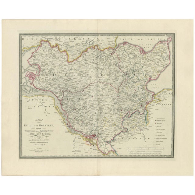Map of the Dutchy of Holstein and the Territories of Hamburg & Lübek, 1875 For Sale