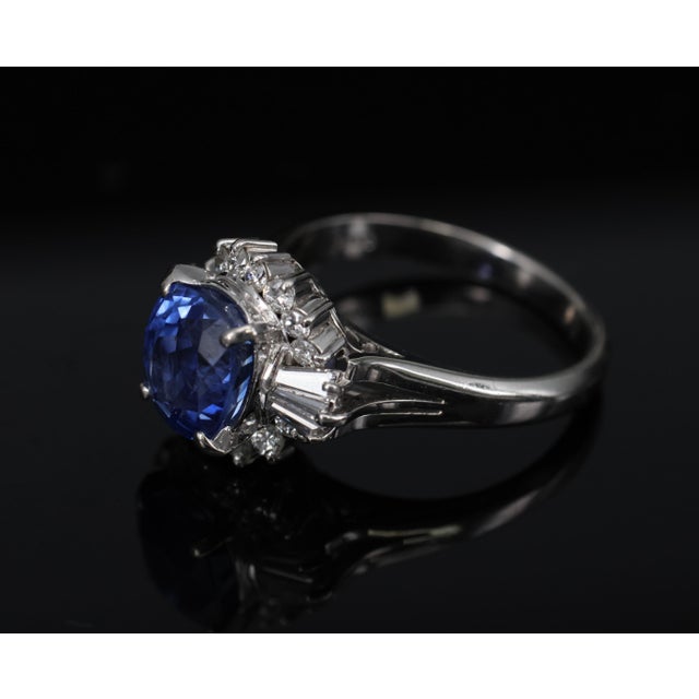 Late 20th Century Fine 2.72ct Gia Ceylon Sapphire & 0.55ct Diamond Platinum Ring Size 6.75 For Sale - Image 18 of 18