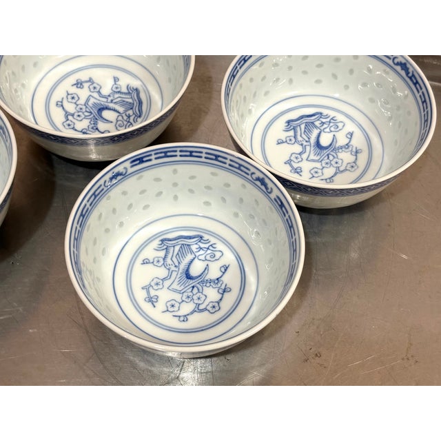 1930s 1930s Blue & White Chinese Porcelain Dragon Bowls Set of 4 For Sale - Image 5 of 5