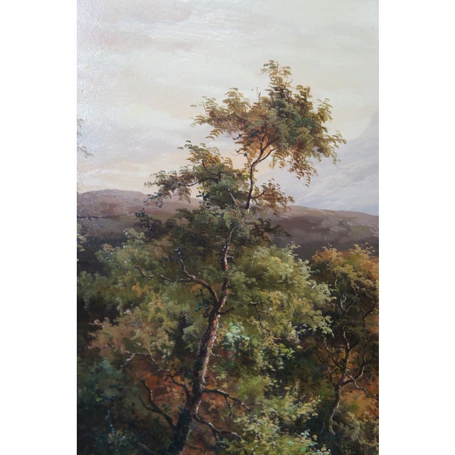 Mid 20th Century Vintage Pastoral River Landscape Oil Painting Realism Cattle Grazing Framed For Sale - Image 4 of 11