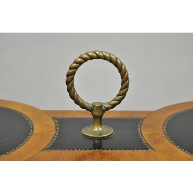 Mid 20th Century Vintage Weiman Heiroom French Empire Regency Style Black Leather Top Side Table For Sale - Image 5 of 17