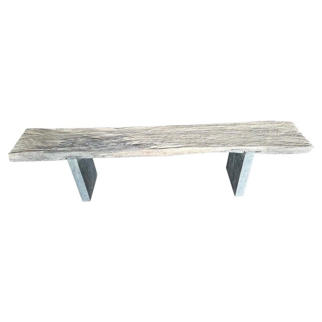 Wood Andrianna Shamaris Wood and Granite Bench For Sale - Image 7 of 18