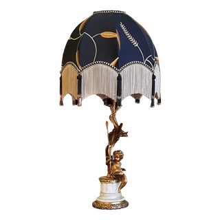 Vintage Gilt Metal Table Lamp, 1920s For Sale