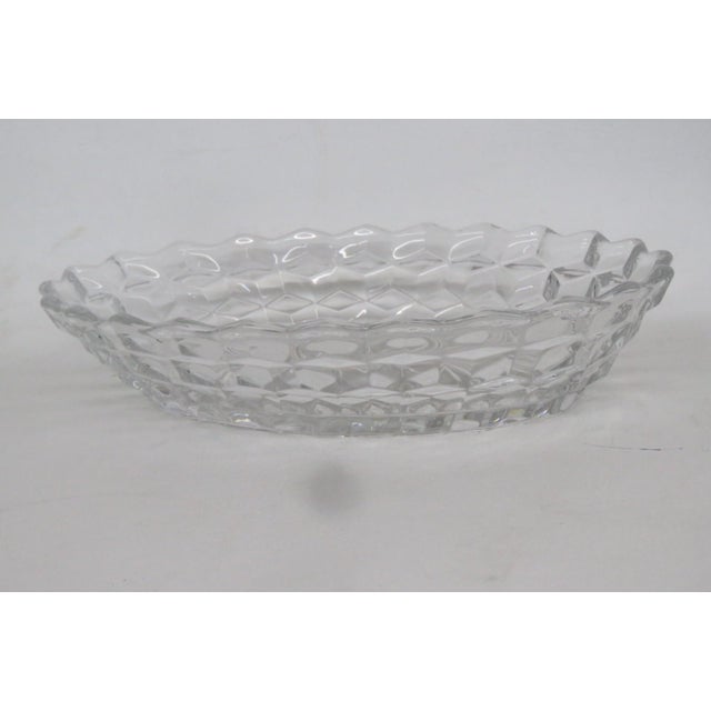 Fostoria American Line Clear Glass Dish With Cube Pattern Serving Bowl 4829b For Sale In Miami - Image 6 of 14