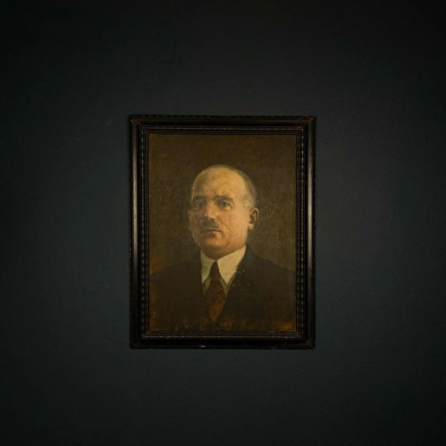Portrait Man in a Suit, Late 19th Century, Oil on Plywood For Sale - Image 9 of 10