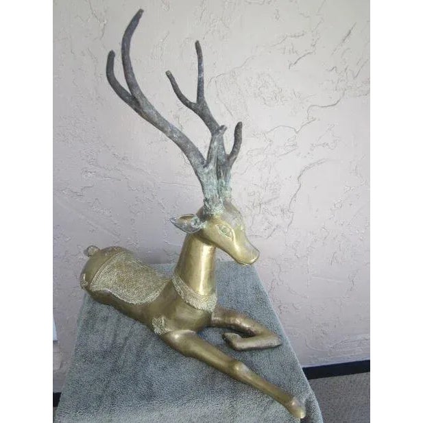 Vintage Sarreid Brass Deer Sculpture Figurine For Sale - Image 9 of 12