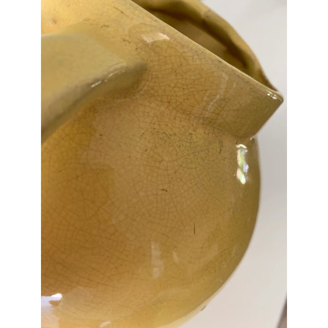 Ceramic Mid Century Yellow Art Deco Balloon Shaped Pottery Pitcher For Sale - Image 7 of 8