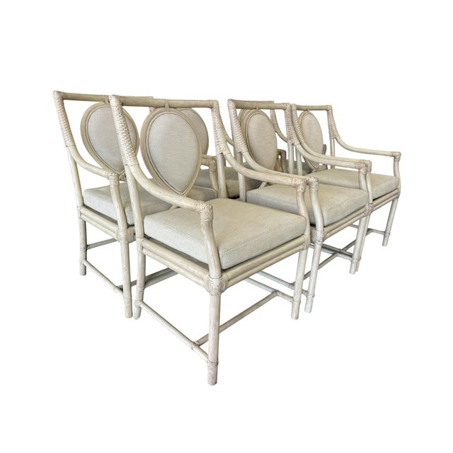 Ficks Reed Rattan Dining Chairs With Teardrop Backs | Set of 6, Palm Beach Regency For Sale In Naples, FL - Image 6 of 11