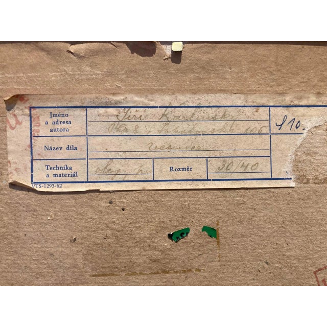 Textile Girl on Village Road, Impressionist Painting From Czechoslovakia, Jiri Karlinsky For Sale - Image 7 of 7