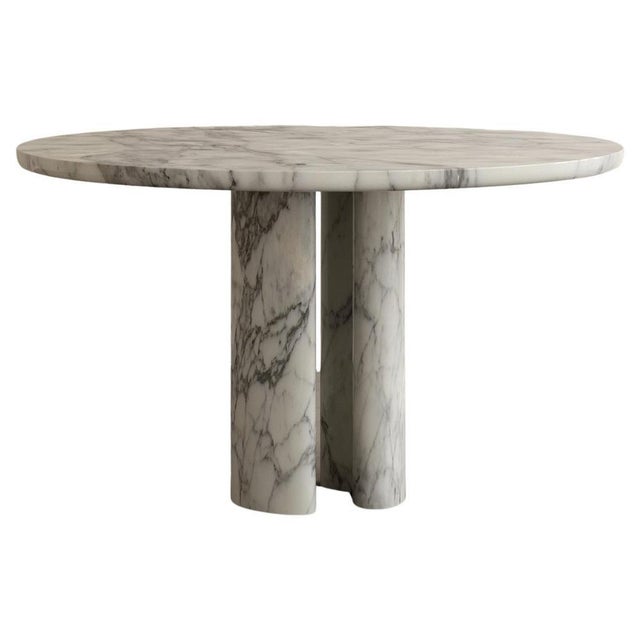 Stone Roman Dining Table II in Arabescato Marble by Paloma Editions For Sale - Image 7 of 7