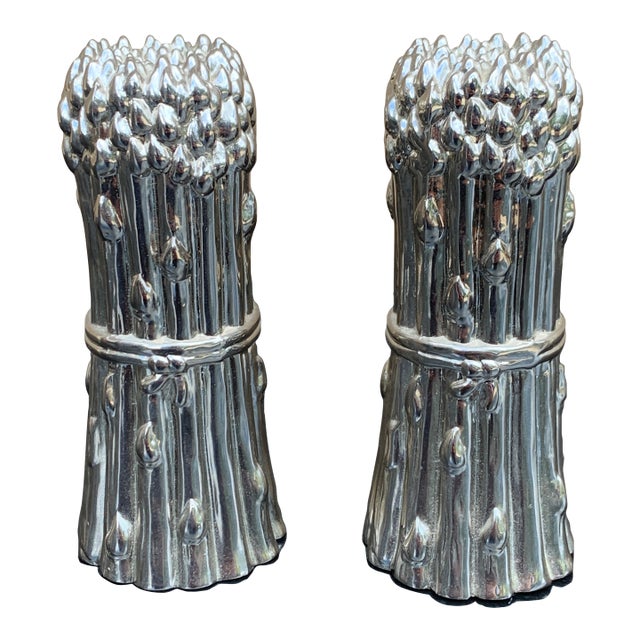 Godinger Silver Plate Asparagus Salt and Pepper Shakers, Pair For Sale
