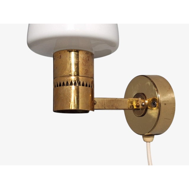 Hans-Agne Jakobsson, Wall Sconce, Brass, Opaline Glass, Sweden, 1960s For Sale - Image 10 of 12