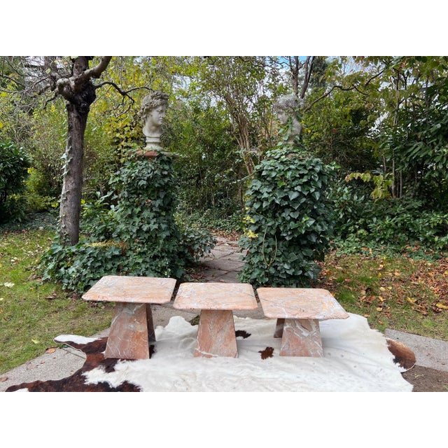 Postmodern Italian Vintage Pink Marble Nesting Tables-- Set of 3 For Sale - Image 11 of 16