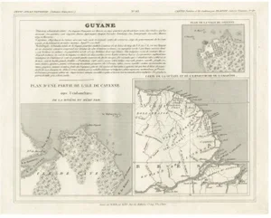 Map of French Guiana and Suriname and Cayenne, 1820