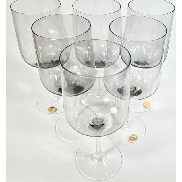 Mid 20th Century Mid-Century Gray Bohemia Goblets- Set of Six For Sale - Image 5 of 12