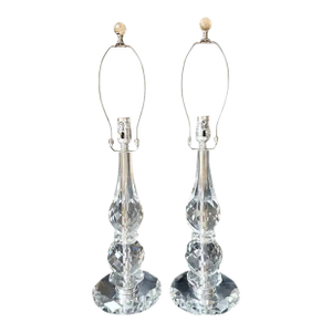 Ralph Lauren Diamond Cut Crystal Table Lamps, Pair