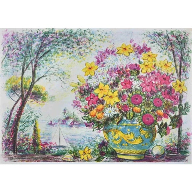 Jovan Vulic, Flowerpot, Original Lithograph, 1988 For Sale - Image 3 of 3