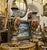French French Style Blue Porcelain Vase Set of 2 With Floral Bouquet Artwork, Gold Leaf & Bronze Accents For Sale - Image 3 of 3