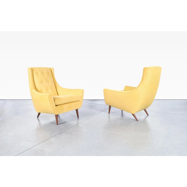 Mid-Century Modern Mid-Century Modern Sculptural Walnut High-Back Lounge Chairs, 1960s For Sale - Image 3 of 12