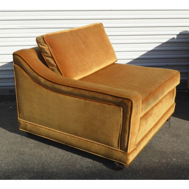 Mid Century Modern Orange Velvet Sectional Sofa | Chairish