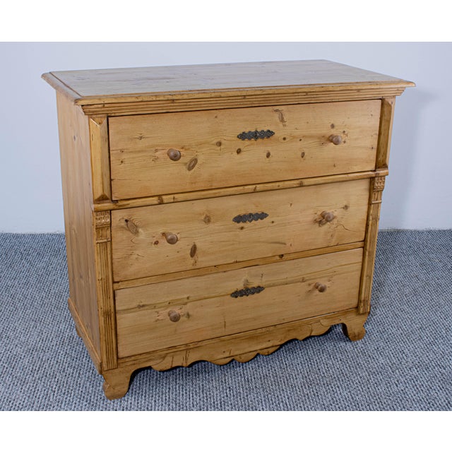 Antique Waxed Stripped Pine Chest of 3 Drawers, Late 19th Century For Sale - Image 11 of 11