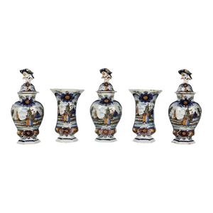 A Five-Piece Delft Garniture Set, Ca. 1759