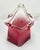 Vintage Murano Style Ruby Red Art Glass Purse Vase With Clear Handle & Aventurine Flecks For Sale - Image 10 of 12