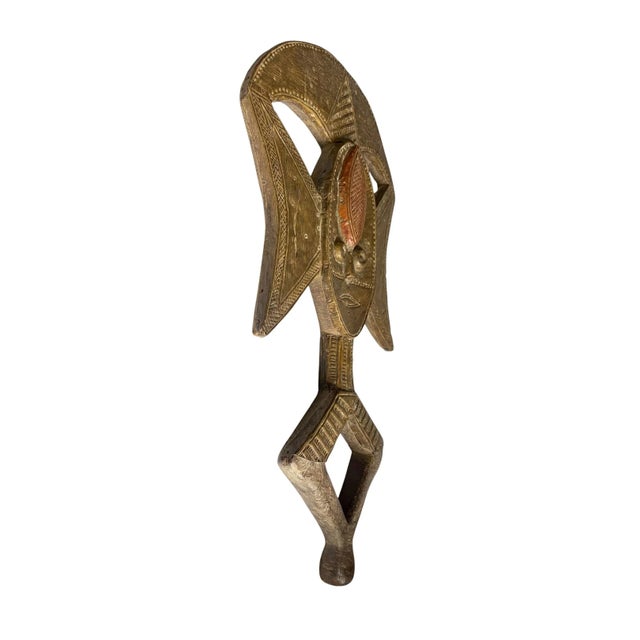 VTG Bakota Brass and Wood Sculpture W/Stand 23" H For Sale - Image 4 of 6