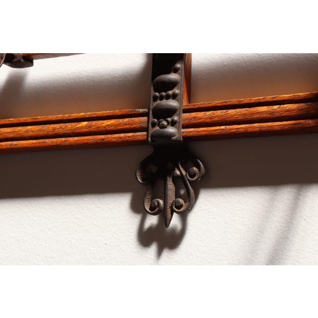 Antique Victorian Style Oak and Cast Iron Coat Rack For Sale - Image 13 of 17