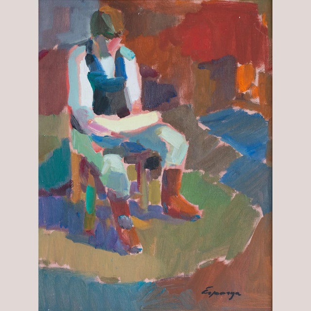 Post Impressionist Artist, Fisherman and Fishing Boats, 1980s, Oil on Canvases, Framed, Set of 2, in Very Good conditions....