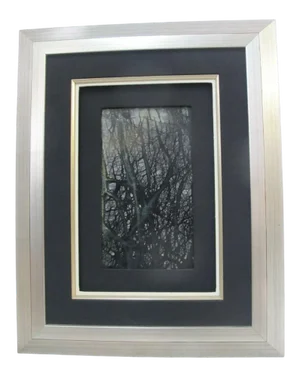 Framed Chinese Natural Dream Stone Nature Art - Dark Trees on Smoky Backdrop