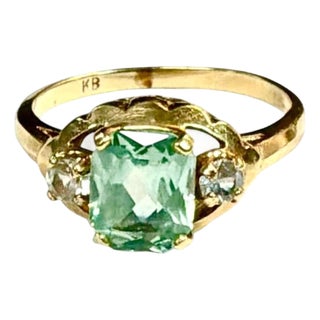 18k Gold Tourmaline and White Topaz Cocktail Ring For Sale