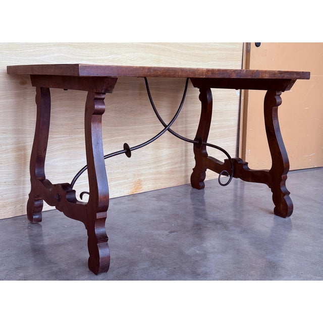 20th Dining or Console Table of Walnut with Lyre Legs and Heavy Top, Spain For Sale - Image 18 of 18