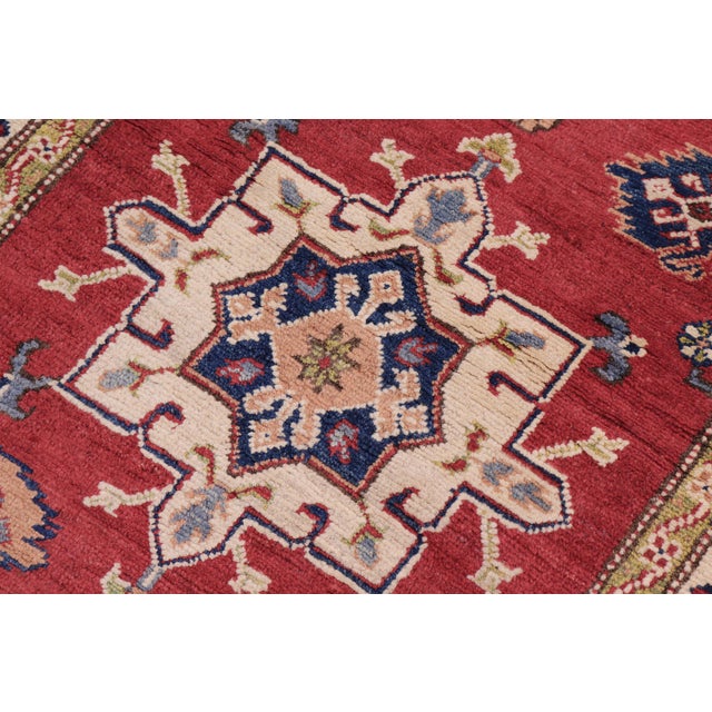 Tribal Kazak Red/Beige Wool Rug - 2'11''x9'6'' For Sale - Image 4 of 10