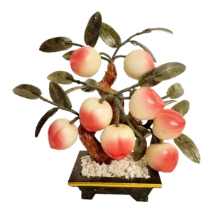 Vintage Chinese Jadeite Longevity Bonsai Peach Tree