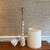 Mid 20th Century Mid Century Modern Tall Ceramic and Brass Table Ivory and Brown Table Lamp For Sale - Image 4 of 8