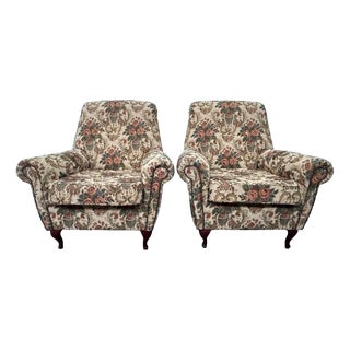 Vintage Italian Armchairs in Floral Upholstery, 1950s, Set of 2 For Sale