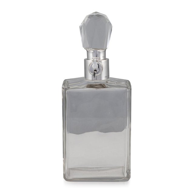 20th Century English Solid Silver & Glass Spirit Decanter with Lock & Key, 1928 For Sale - Image 12 of 12